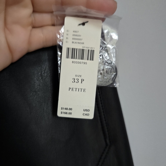 Anthropologie New Maeve Colette Black Wide Leg Faux Leather Pants SZ 33 PETITE - Picture 6 of 9